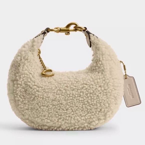 Coach Handbags - Coach Joni Bag in Shearling & Glovetanned Leather Brass/Beige NWT